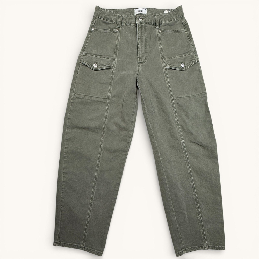 PAIGE Cargo Pants Olive Green Tapered Leg Women Size 30
